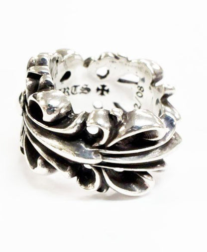 Chrome Hearts Dbl Flrl Double Floral Cross Ring Silver — view 4