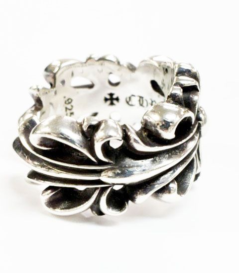 Chrome Hearts Dbl Flrl Double Floral Cross Ring Silver — view 3