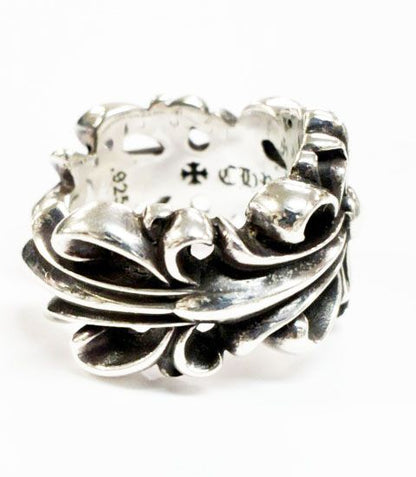 Chrome Hearts Dbl Flrl Double Floral Cross Ring Silver — view 3