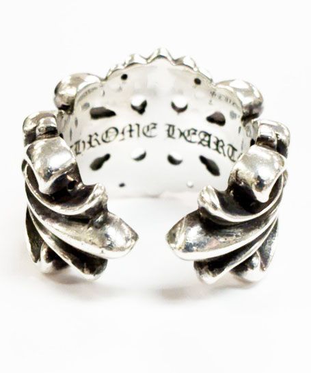 Chrome Hearts Dbl Flrl Double Floral Cross Ring Silver — view 2