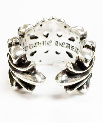 Chrome Hearts Dbl Flrl Double Floral Cross Ring Silver — view 2