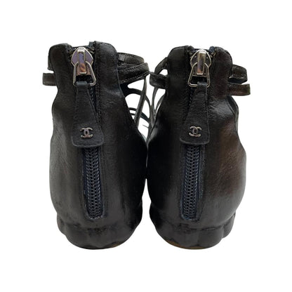 Chanel Flat Sandals Silver Black 37C — view 6