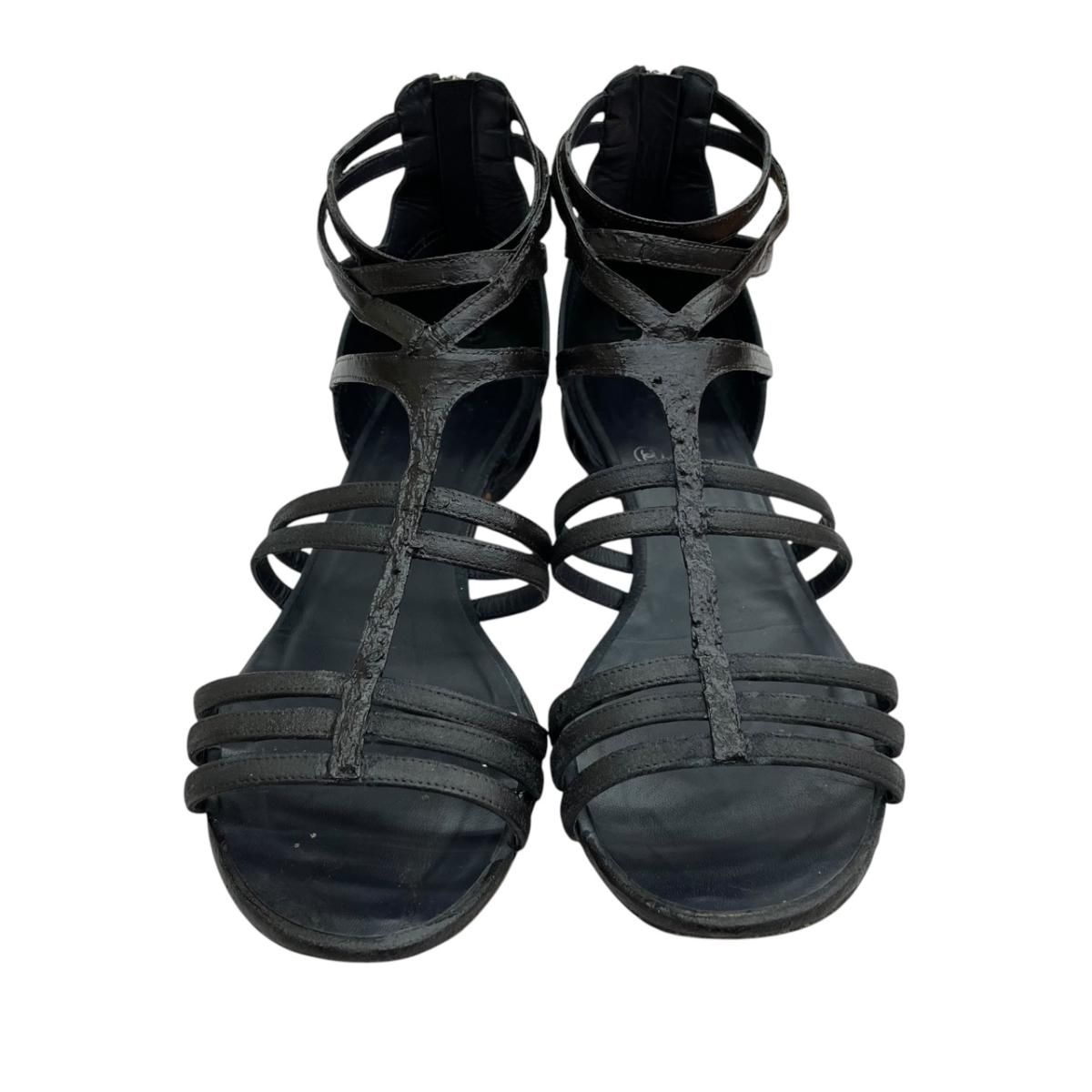 Chanel Flat Sandals Silver Black 37C — view 4