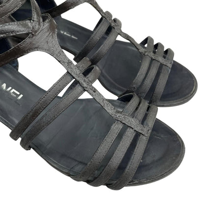 Chanel Flat Sandals Silver Black 37C — view 5