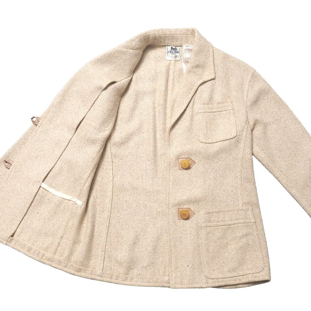 Celine Vintage Suit 38 Tweed Herringbone Jacket Skirt — view 5