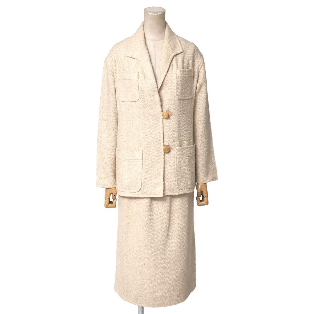 Celine Vintage Suit 38 Tweed Herringbone Jacket Skirt