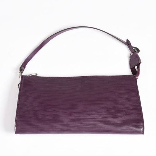 Louis Vuitton Pochette Accessoires Pouch Epi Purple Silver