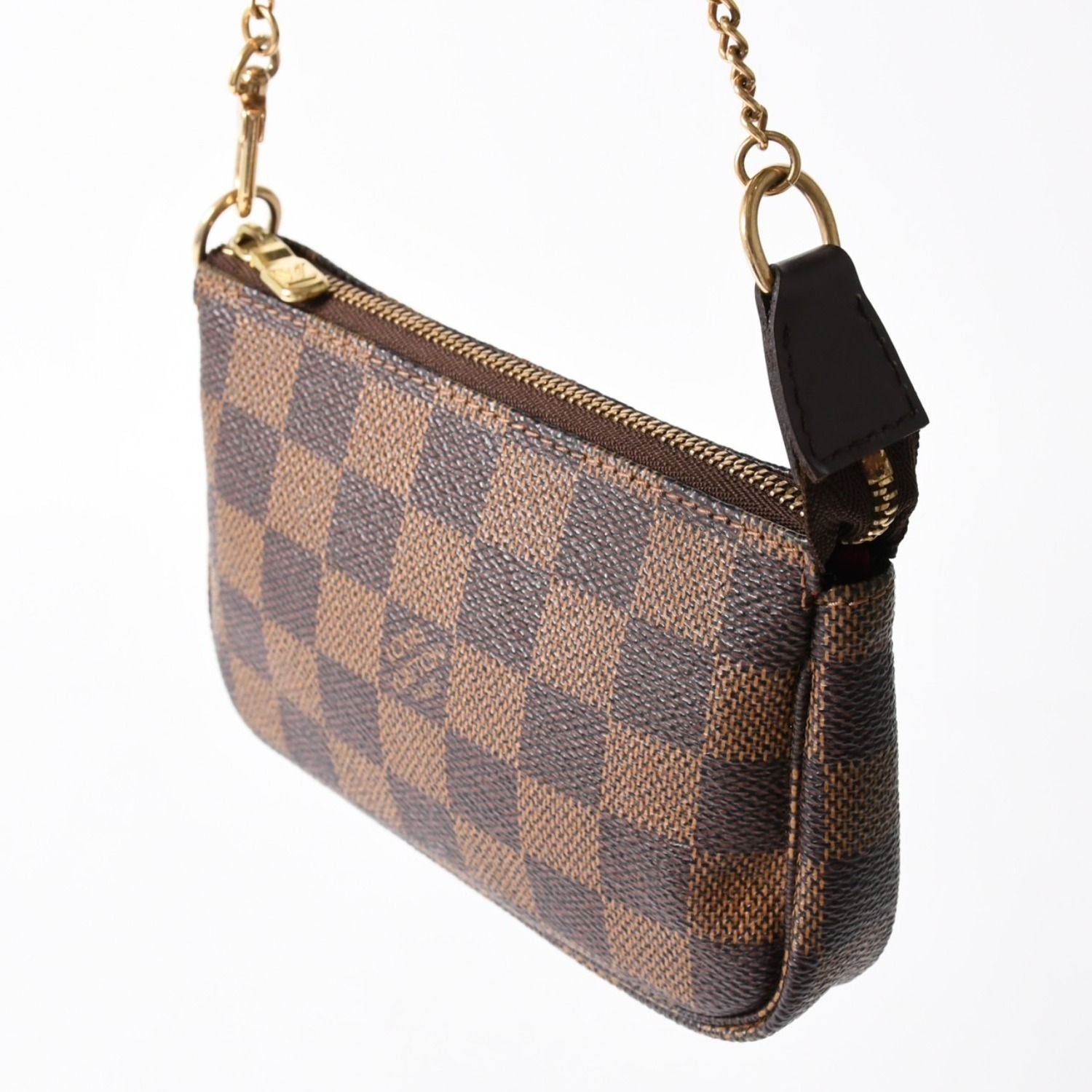 Louis Vuitton Damier Mini Pochette Accessoires Pouch Brown Gold — view 3