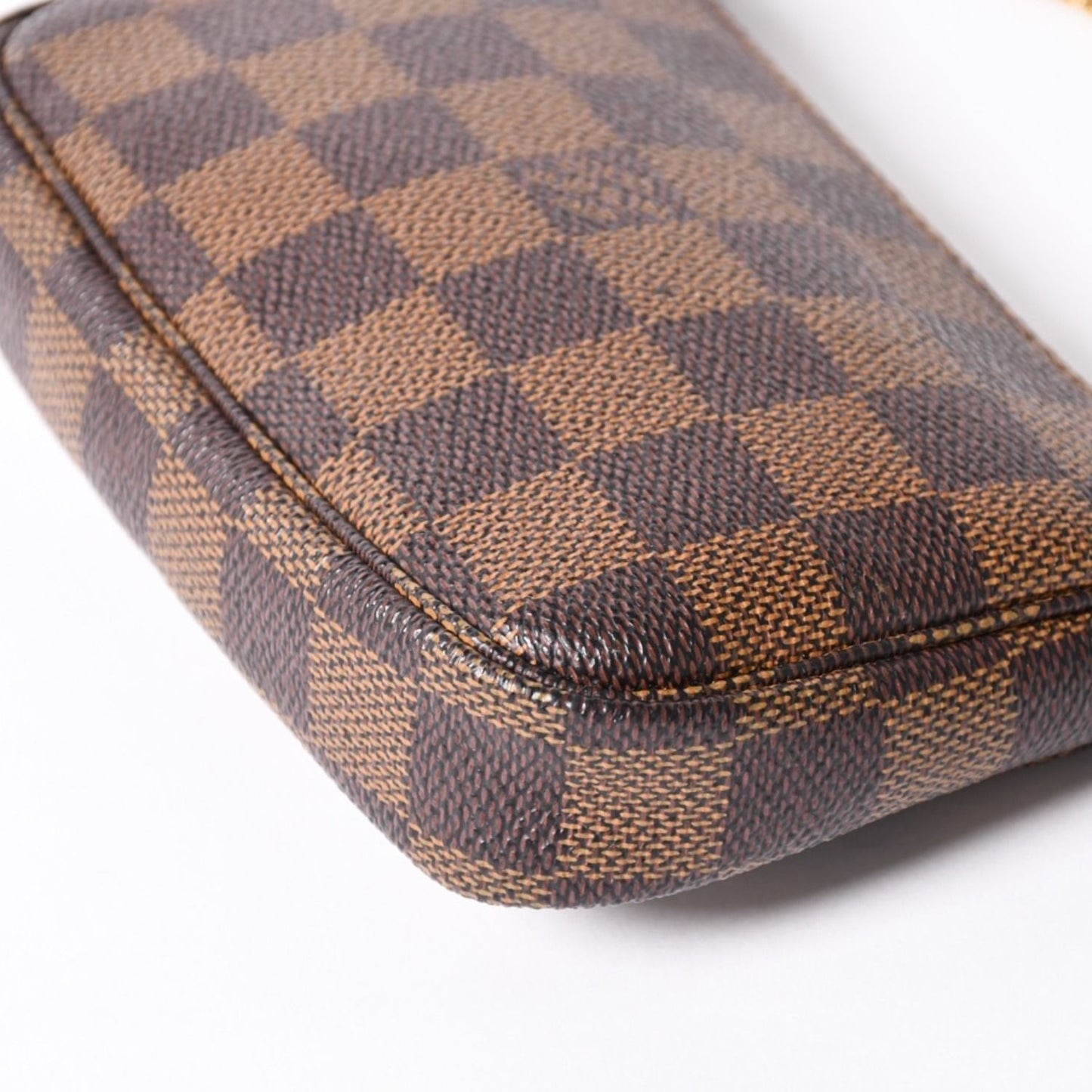 Louis Vuitton Damier Mini Pochette Accessoires Pouch Brown Gold — view 8