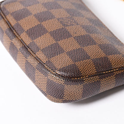 Louis Vuitton Damier Mini Pochette Accessoires Pouch Brown Gold — view 8
