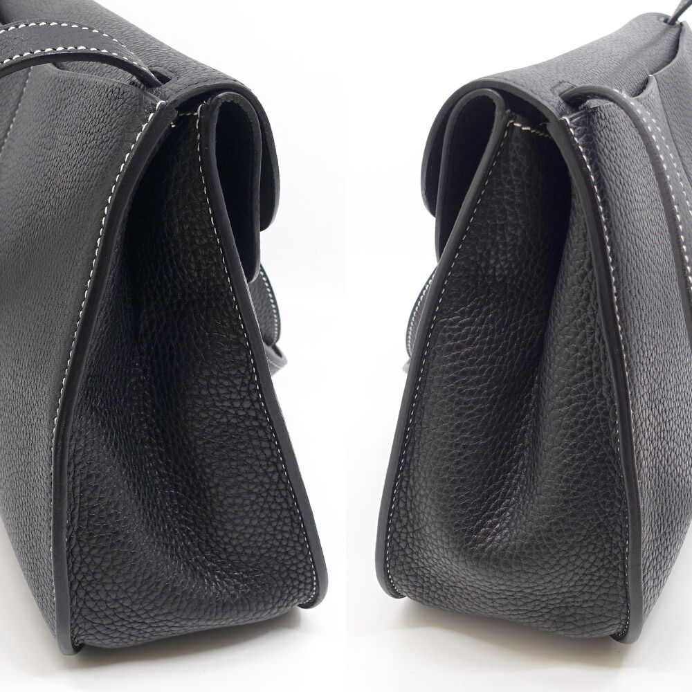 Hermes Halzan 31 Togo Black Silver Shoulder Bag — view 3