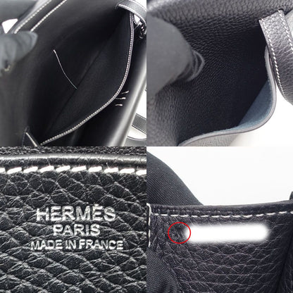 Hermes Halzan 31 Togo Black Silver Shoulder Bag — view 6