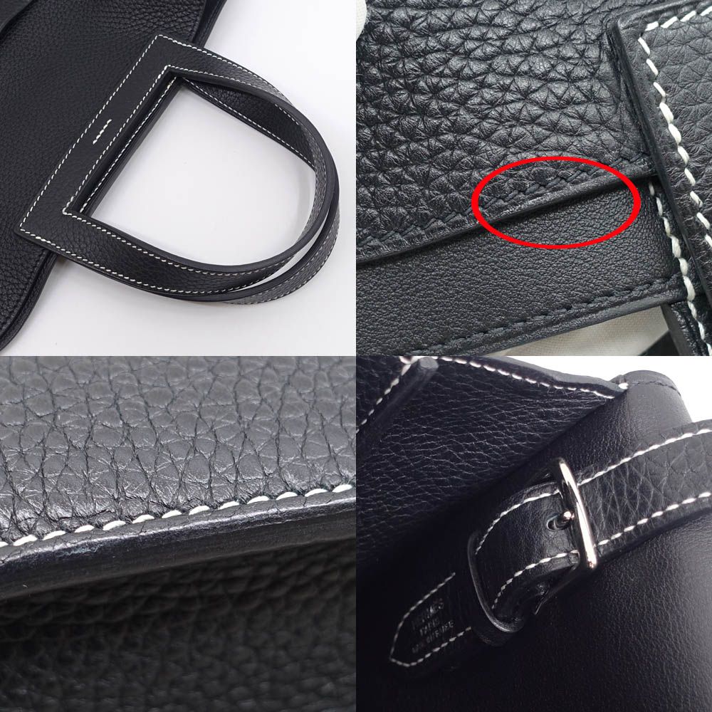 Hermes Halzan 31 Togo Black Silver Shoulder Bag — view 7