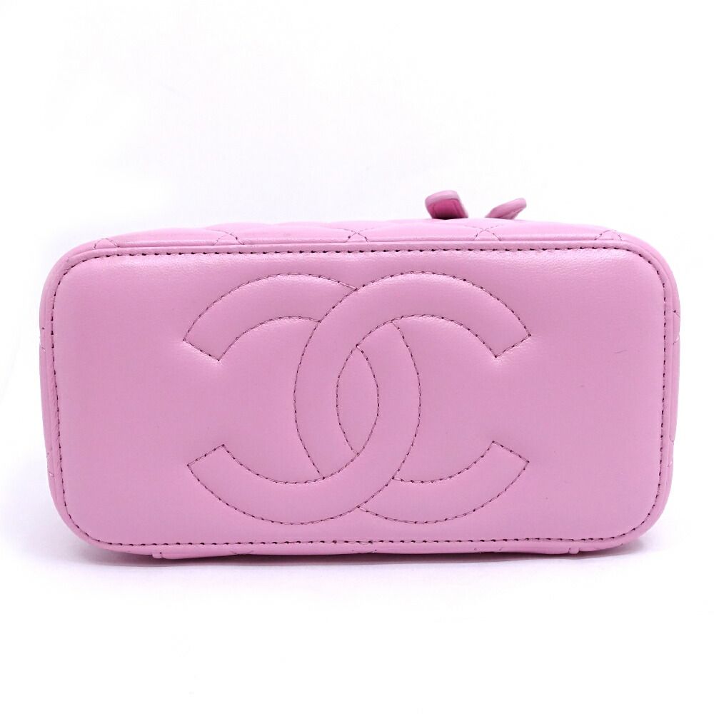 Chanel Quilted Vanity 2-Way Bag Lambskin Pink Green — view 4