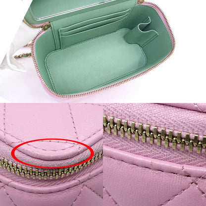 Chanel Quilted Vanity 2-Way Bag Lambskin Pink Green — view 6