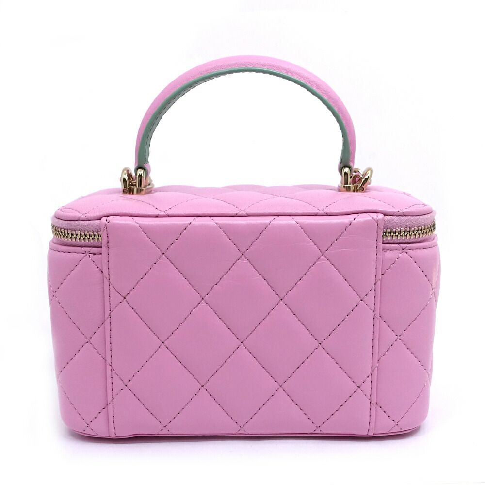 Chanel Quilted Vanity 2-Way Bag Lambskin Pink Green — view 2