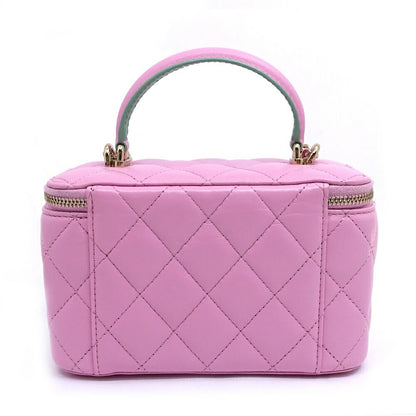 Chanel Quilted Vanity 2-Way Bag Lambskin Pink Green — view 2