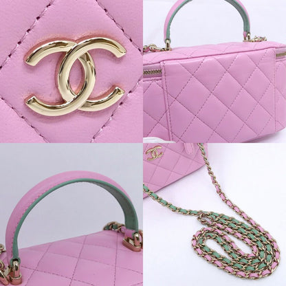 Chanel Quilted Vanity 2-Way Bag Lambskin Pink Green — view 8