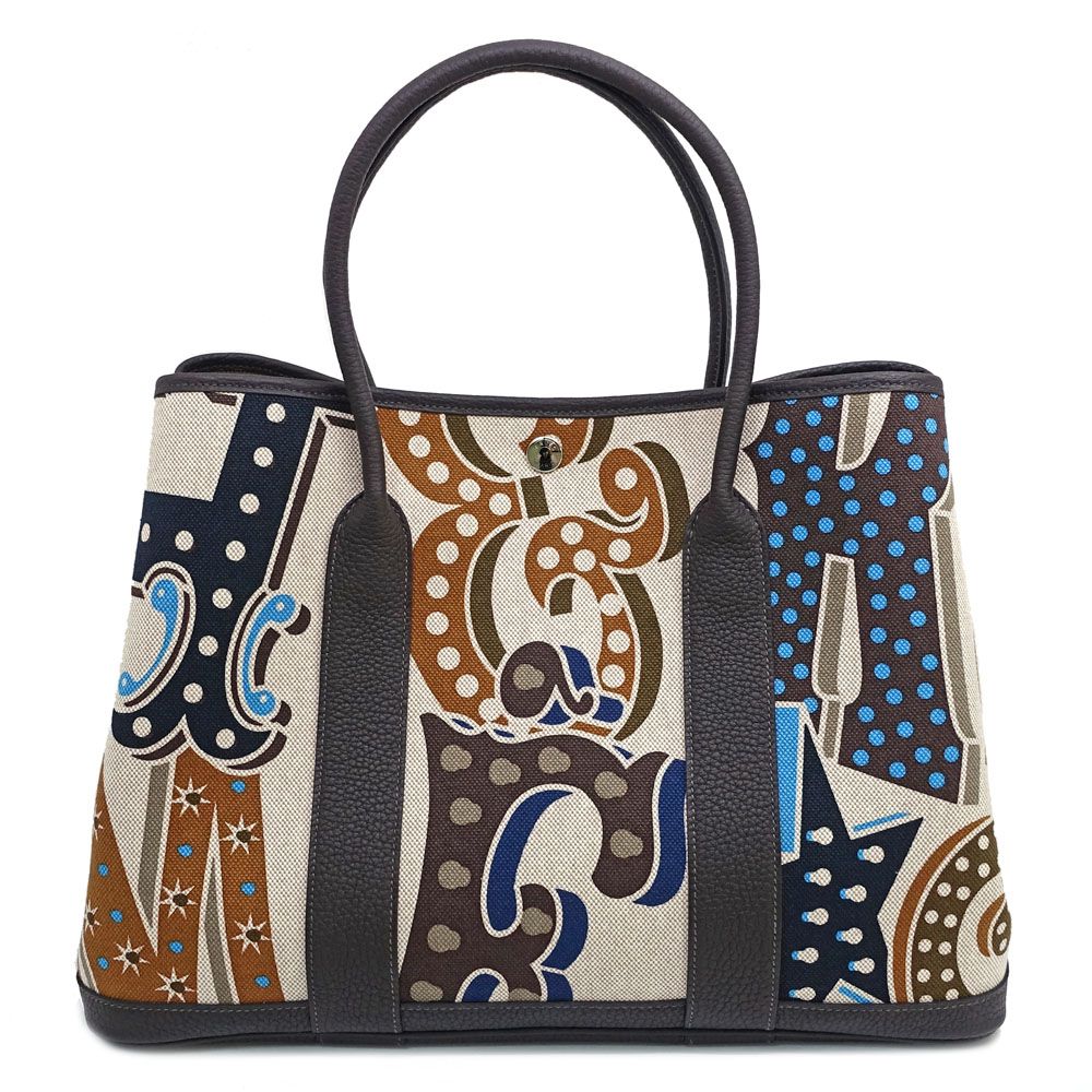 Hermes Garden Party ―Pm Electric Handbag Around Toile H Plume Negonda