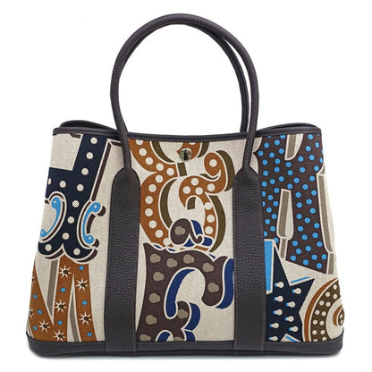 Hermes Garden Party ―Pm Electric Handbag Around Toile H Plume Negonda