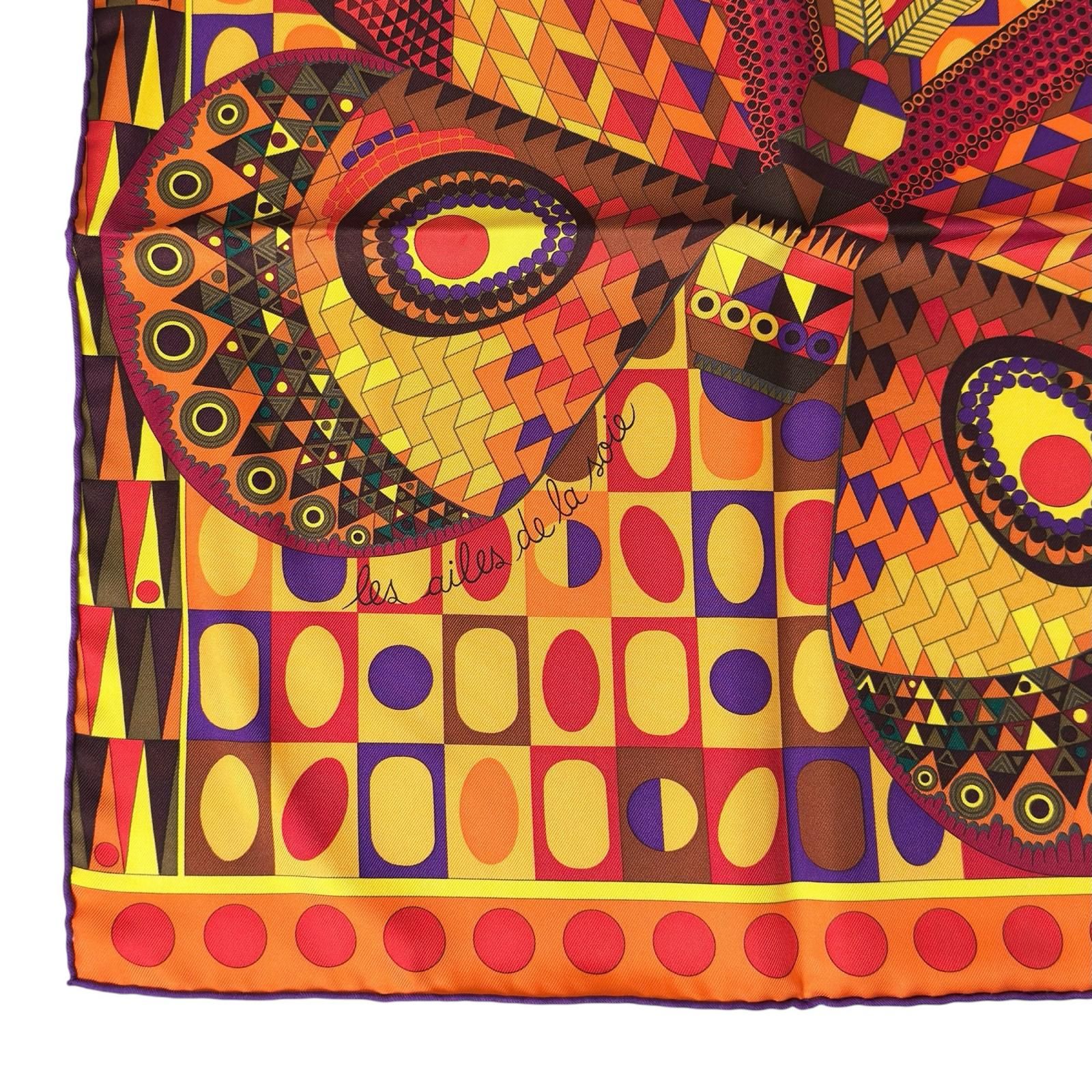 Hermes Carre 90 Silk Wings Les Ailes de la Soie 100% Scarf Multicolor — view 5