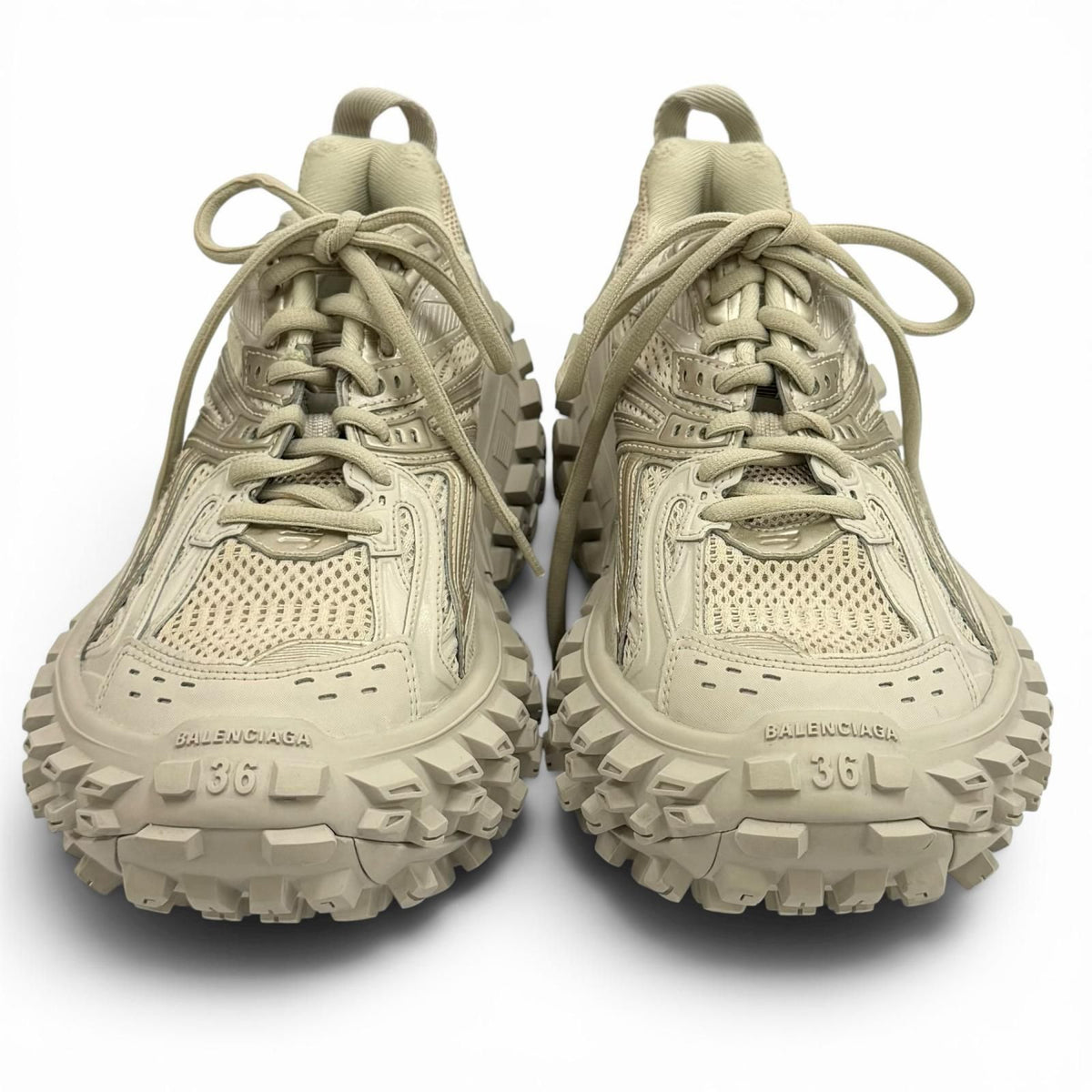 Balenciaga Bouncer Logo Mesh Lace Up Low-Cut Sneakers Beige — view 4