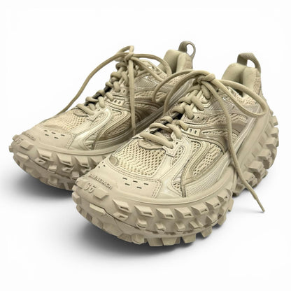 Balenciaga Bouncer Logo Mesh Lace Up Low-Cut Sneakers Beige