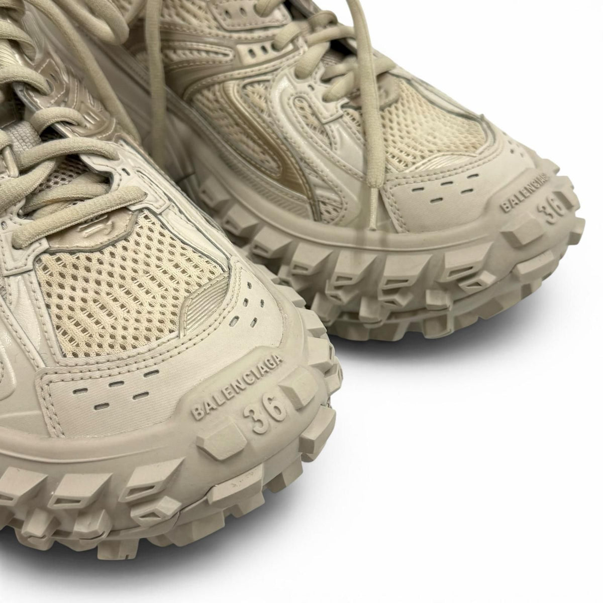 Balenciaga Bouncer Logo Mesh Lace Up Low-Cut Sneakers Beige — view 8