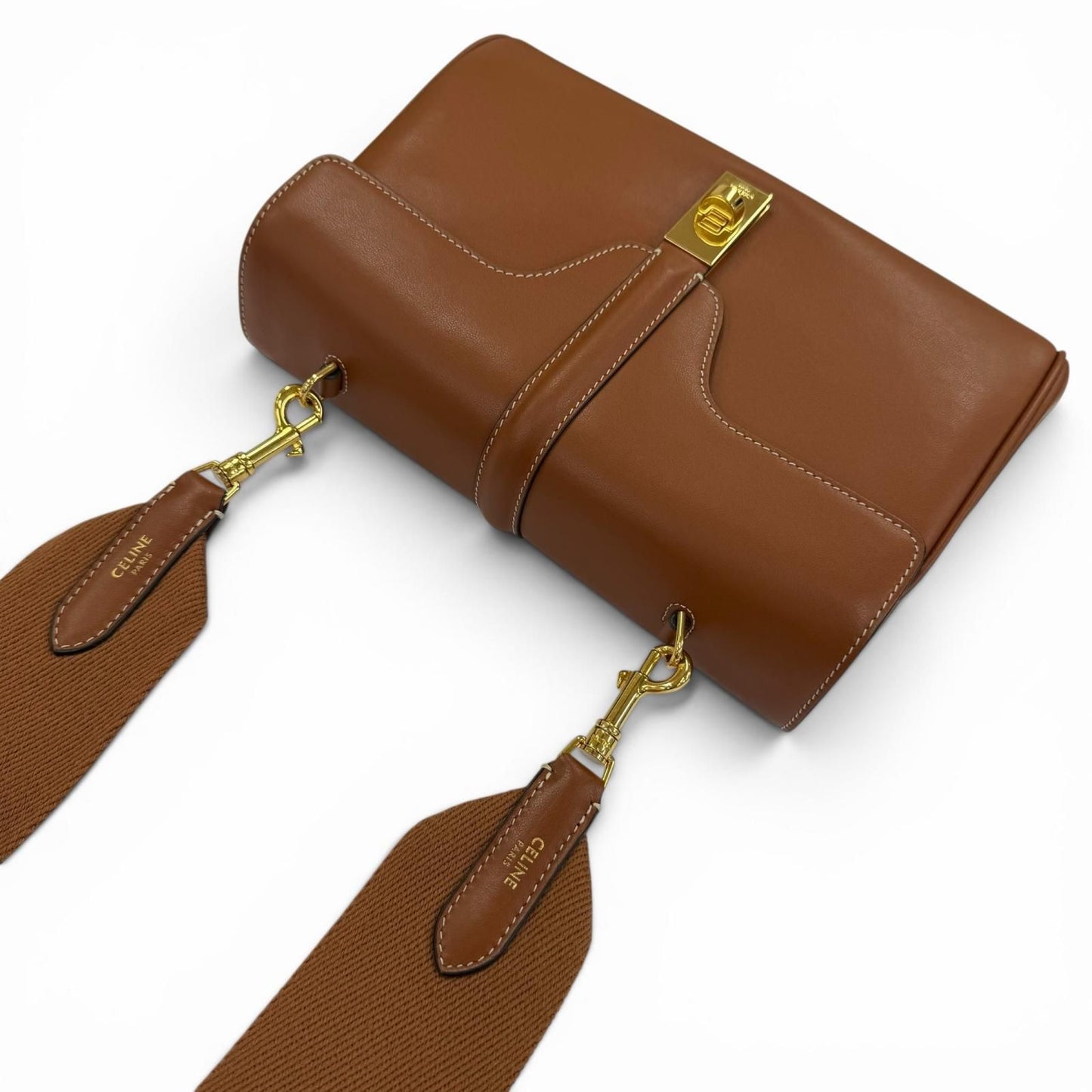 Celine Teen Soft 16 Seeds Leather Shoulder Bag Tan Gold — view 7