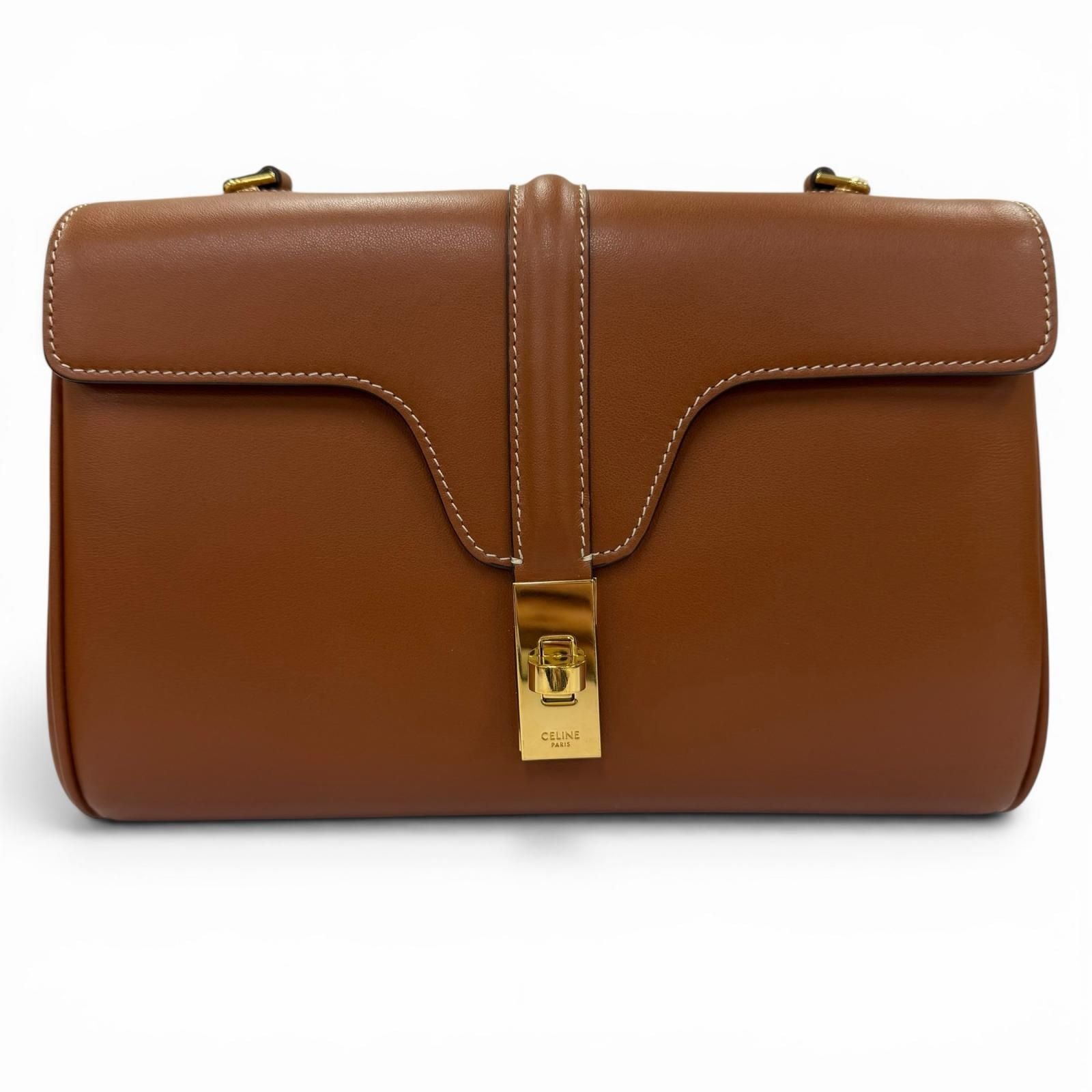 Celine Teen Soft 16 Seeds Leather Shoulder Bag Tan Gold — view 3