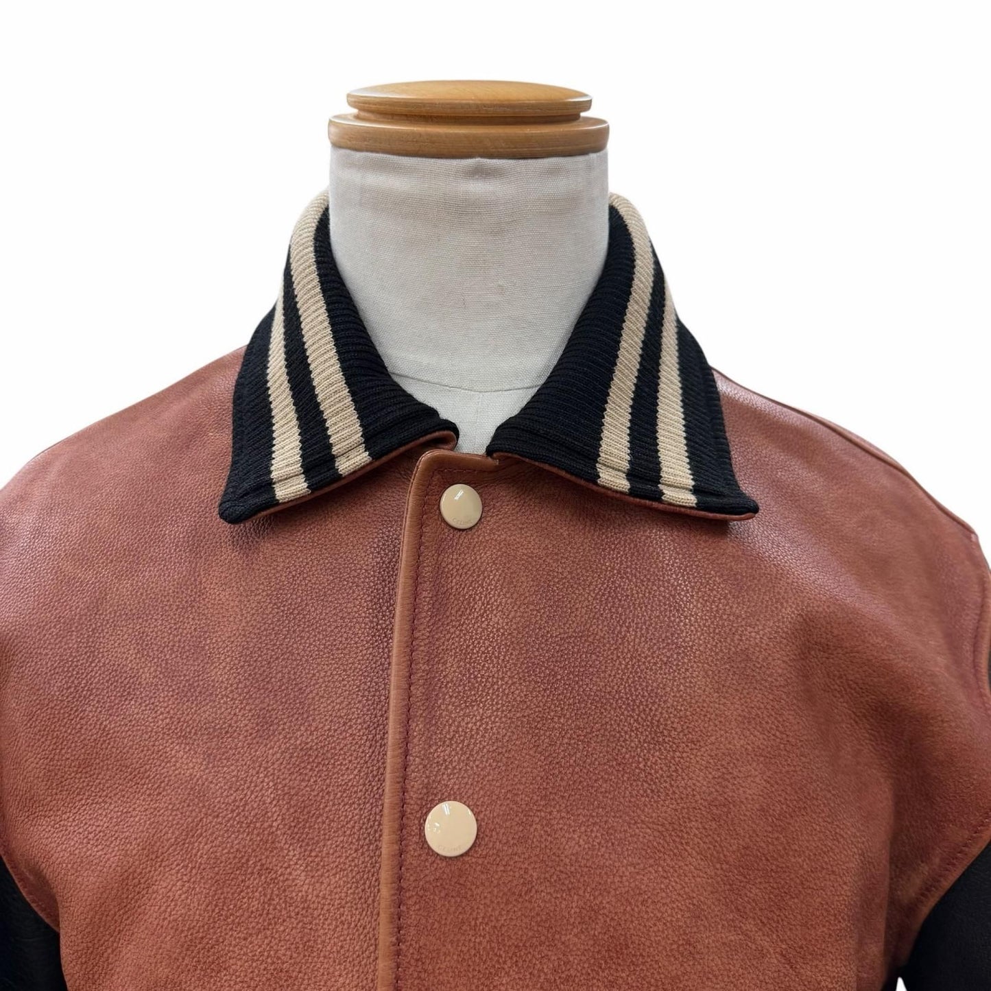 Celine Grained Calfskin Oversize Teddy Jacket Varsity Brown 34 — view 2