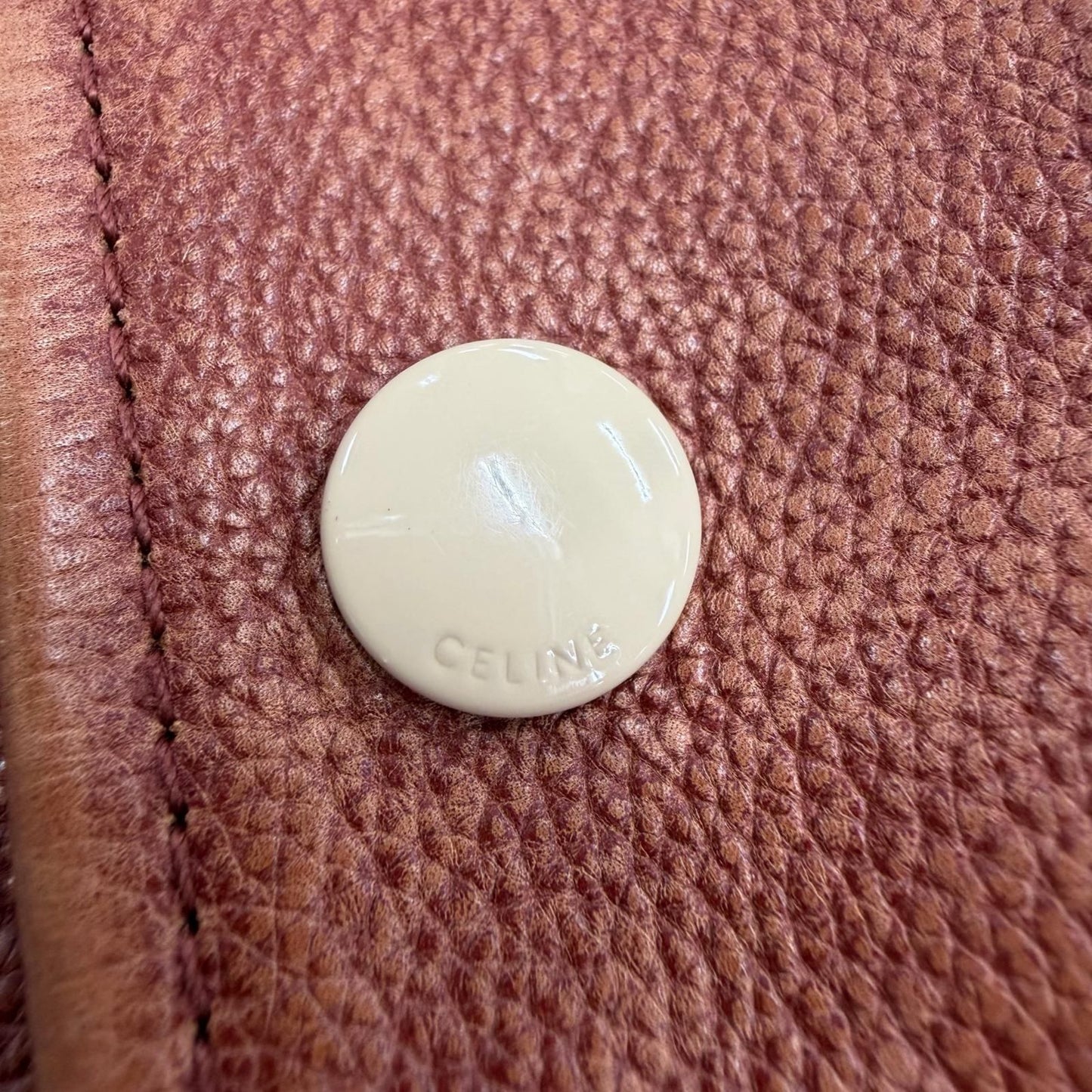 Celine Grained Calfskin Oversize Teddy Jacket Varsity Brown 34 — view 6
