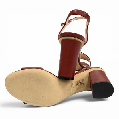 Gucci Horsebit Ankle Strap Leather Sandals Bordeaux Gold — view 6