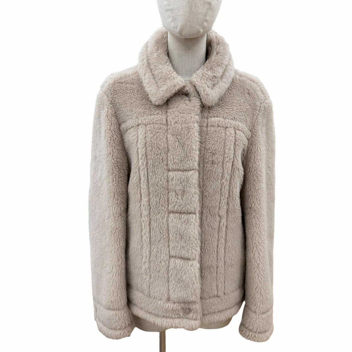 Max Mara Teddy Bear Alpaca Wool Fleece Jacket Beige 36
