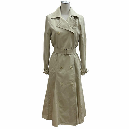 Max Mara 100% Cotton Logo Button Belt Long Length Trench Coat 36