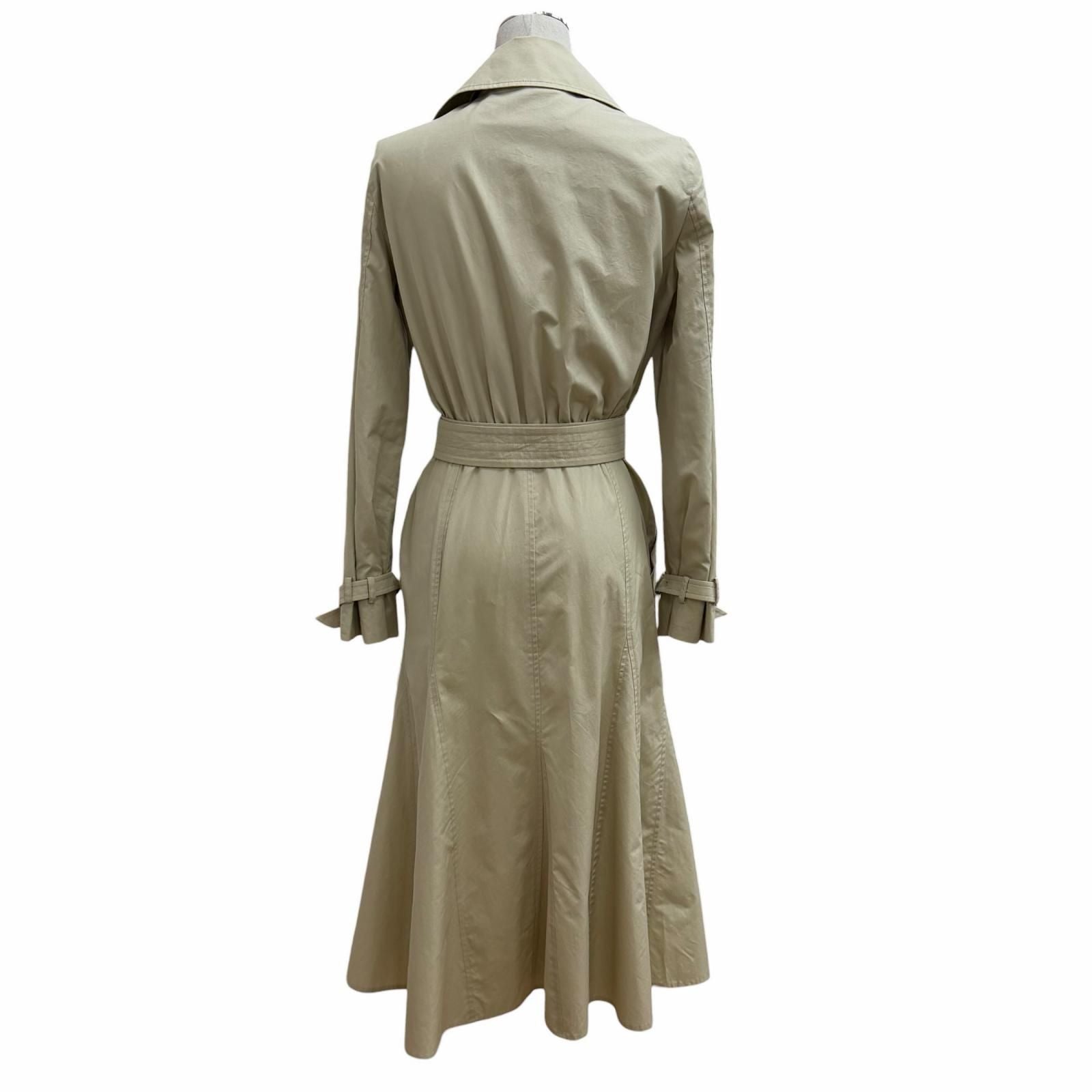 Max Mara 100% Cotton Logo Button Belt Long Length Trench Coat 36 — view 3