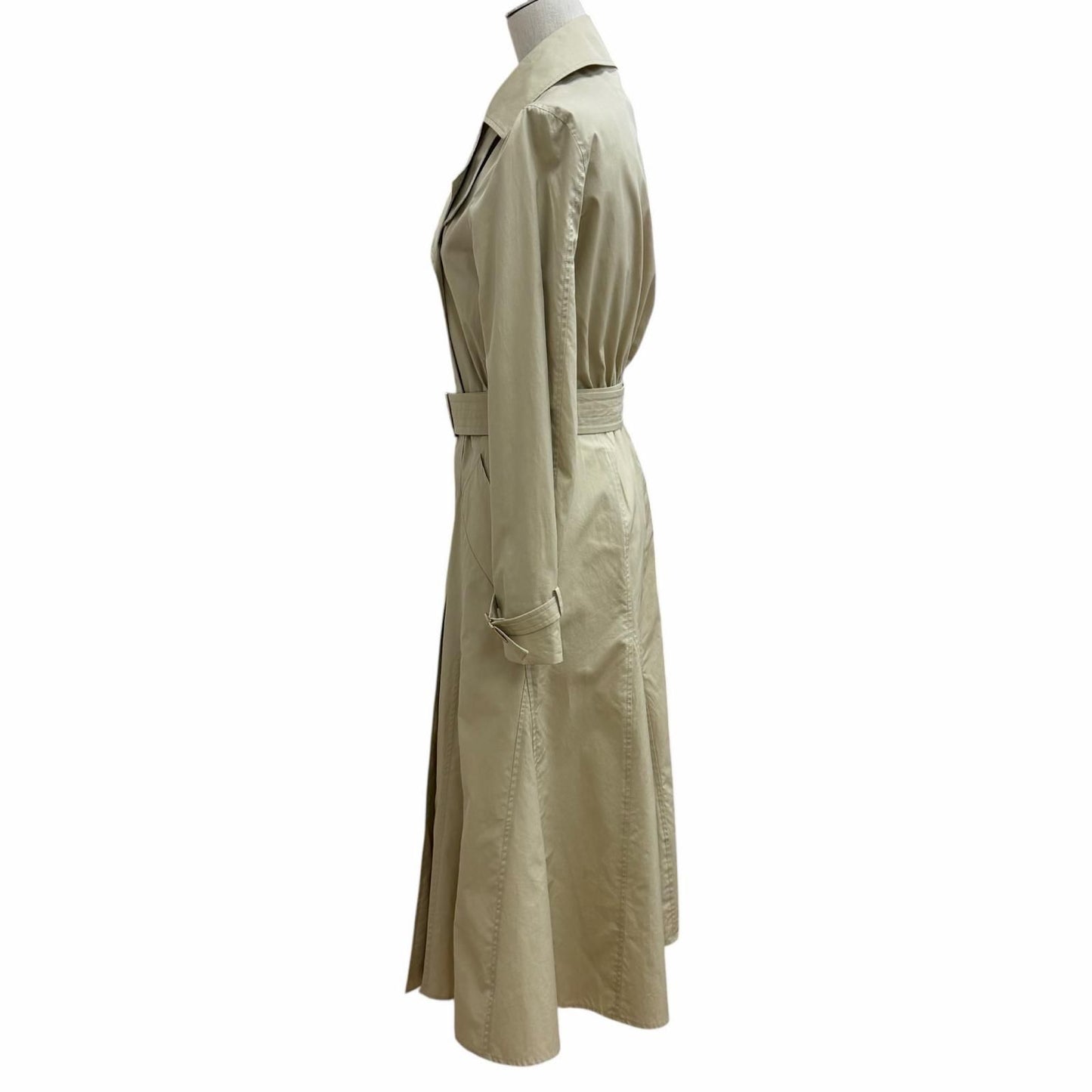 Max Mara 100% Cotton Logo Button Belt Long Length Trench Coat 36 — view 2