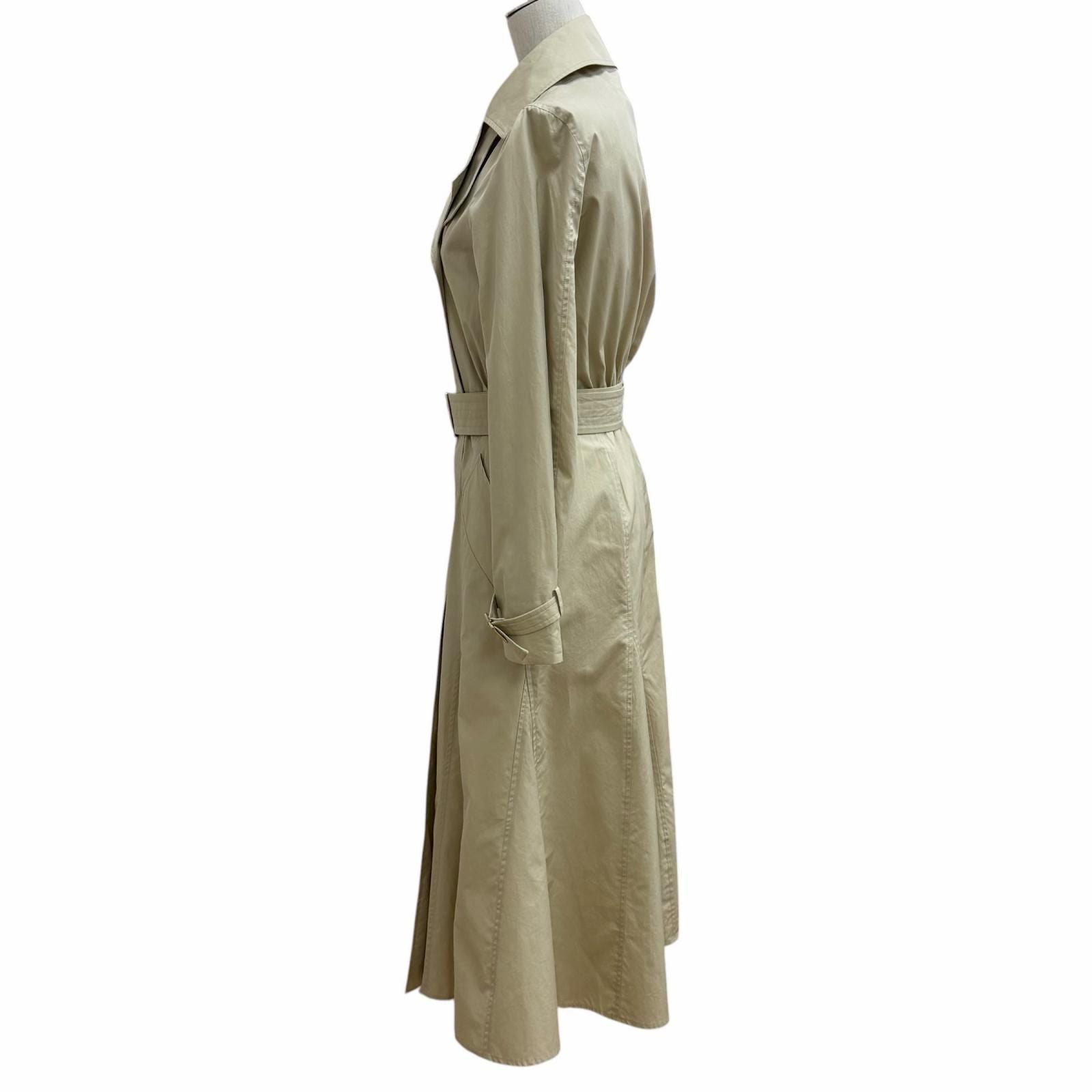 Max Mara 100% Cotton Logo Button Belt Long Length Trench Coat 36 — view 2