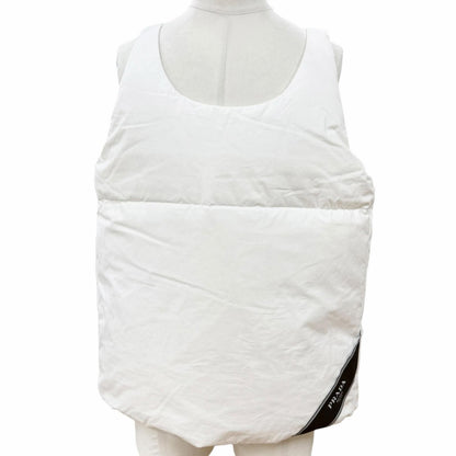 Prada 100% Cotton Triangle Logo Pullover Gilet Down Vest White