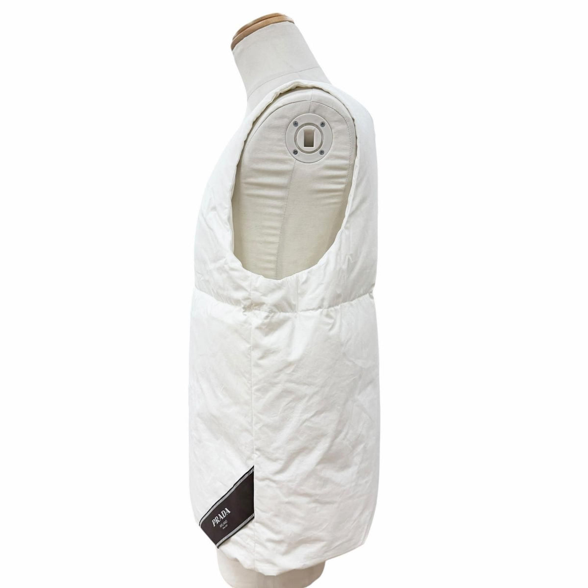 Prada 100% Cotton Triangle Logo Pullover Gilet Down Vest White — view 3