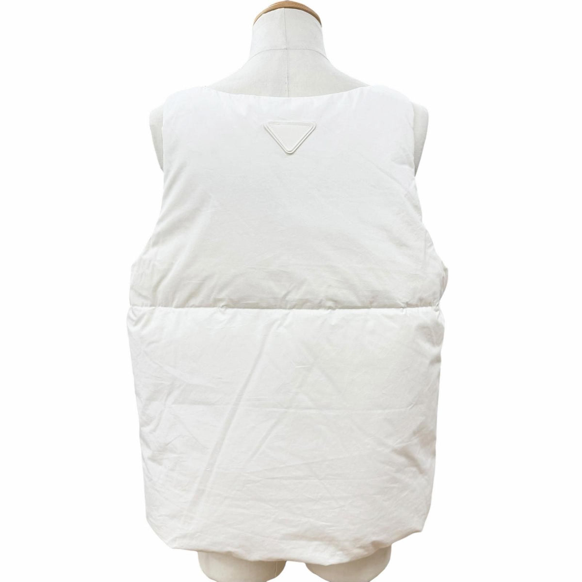 Prada 100% Cotton Triangle Logo Pullover Gilet Down Vest White — view 4