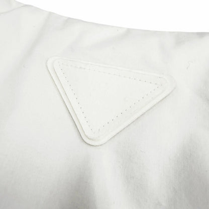 Prada 100% Cotton Triangle Logo Pullover Gilet Down Vest White — view 6