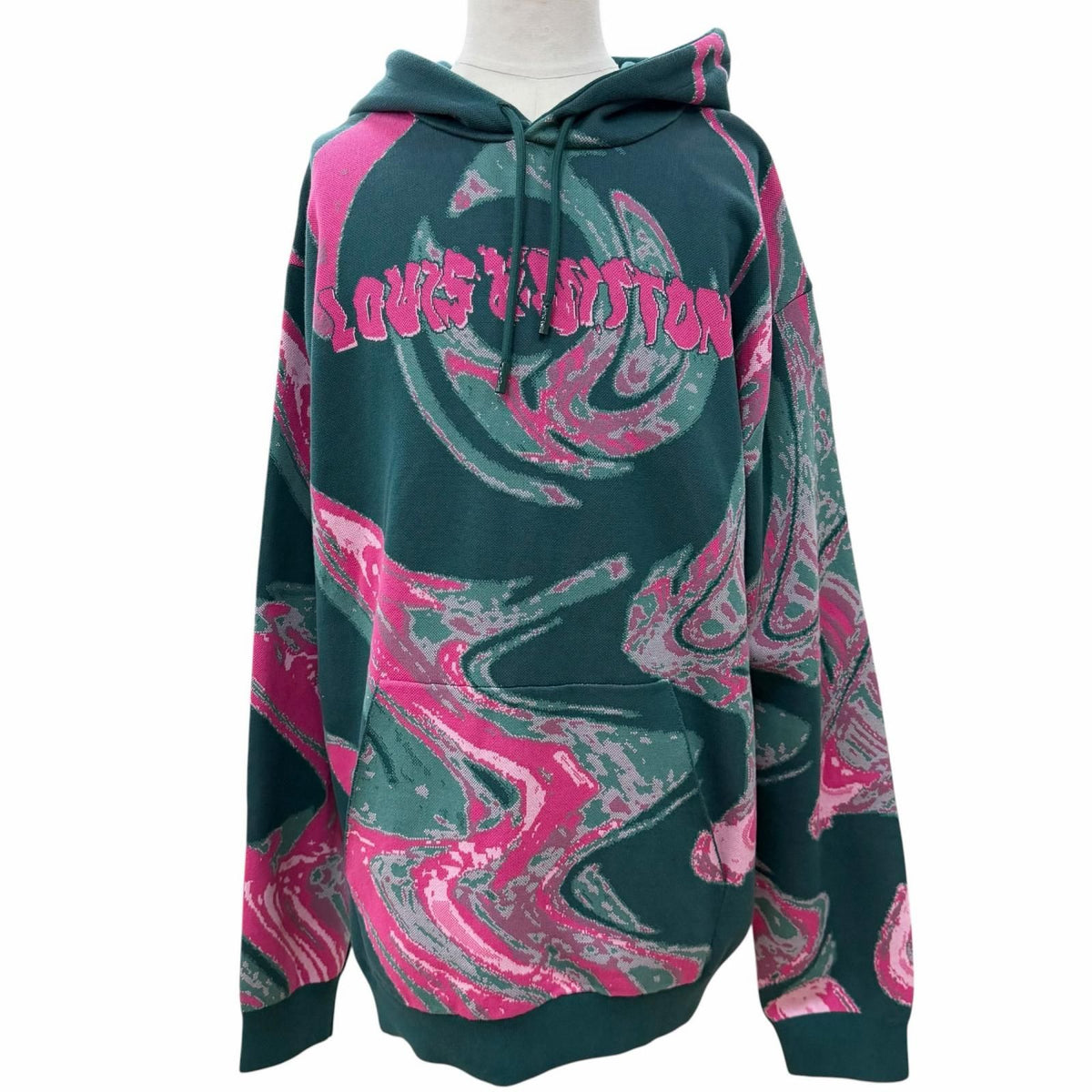 Louis Vuitton Cotton Graphic Logo Pullover Hoodie Green