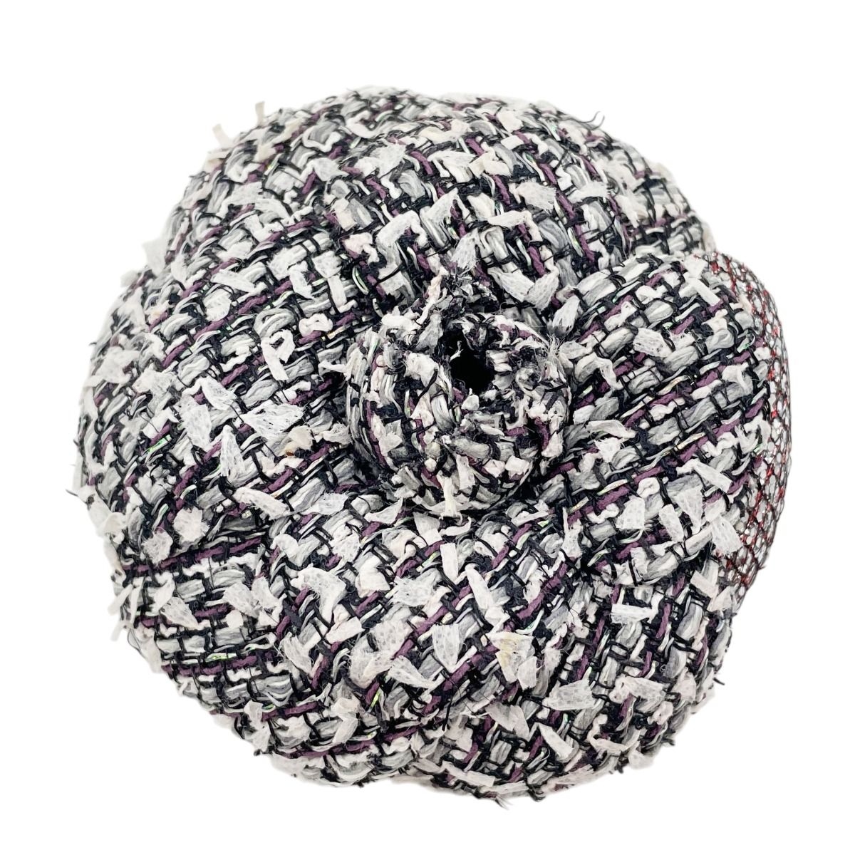 Chanel Tweed Corsage Camellia Brooch Black