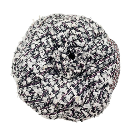 Chanel Tweed Corsage Camellia Brooch Black