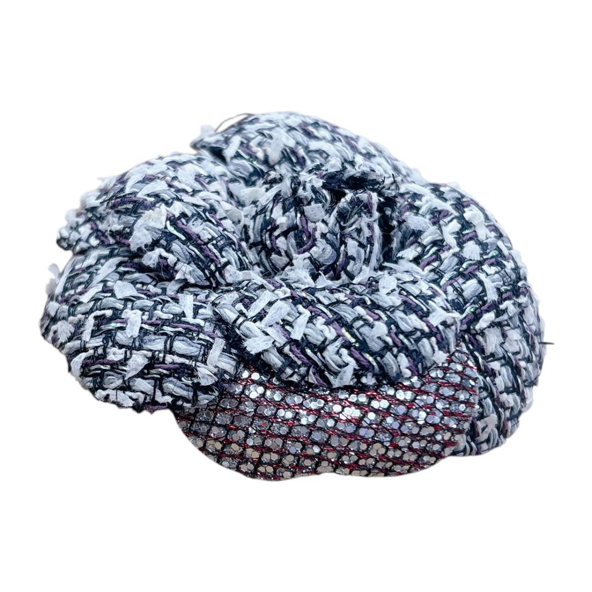 Chanel Tweed Corsage Camellia Brooch Black — view 5