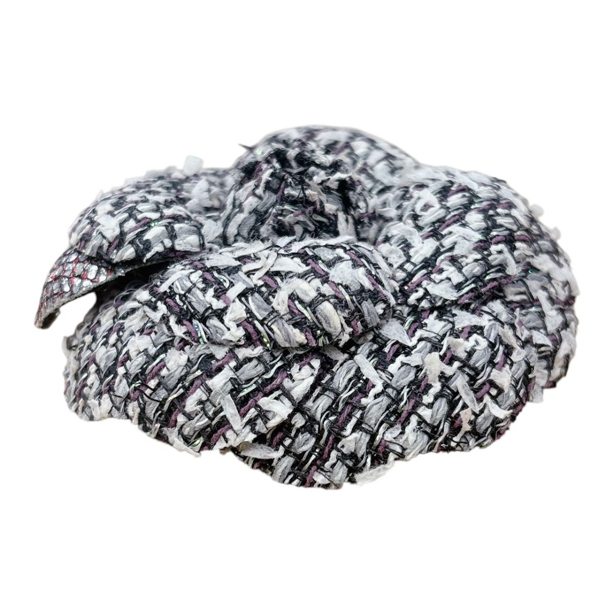 Chanel Tweed Corsage Camellia Brooch Black — view 4