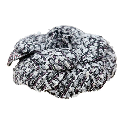 Chanel Tweed Corsage Camellia Brooch Black — view 4