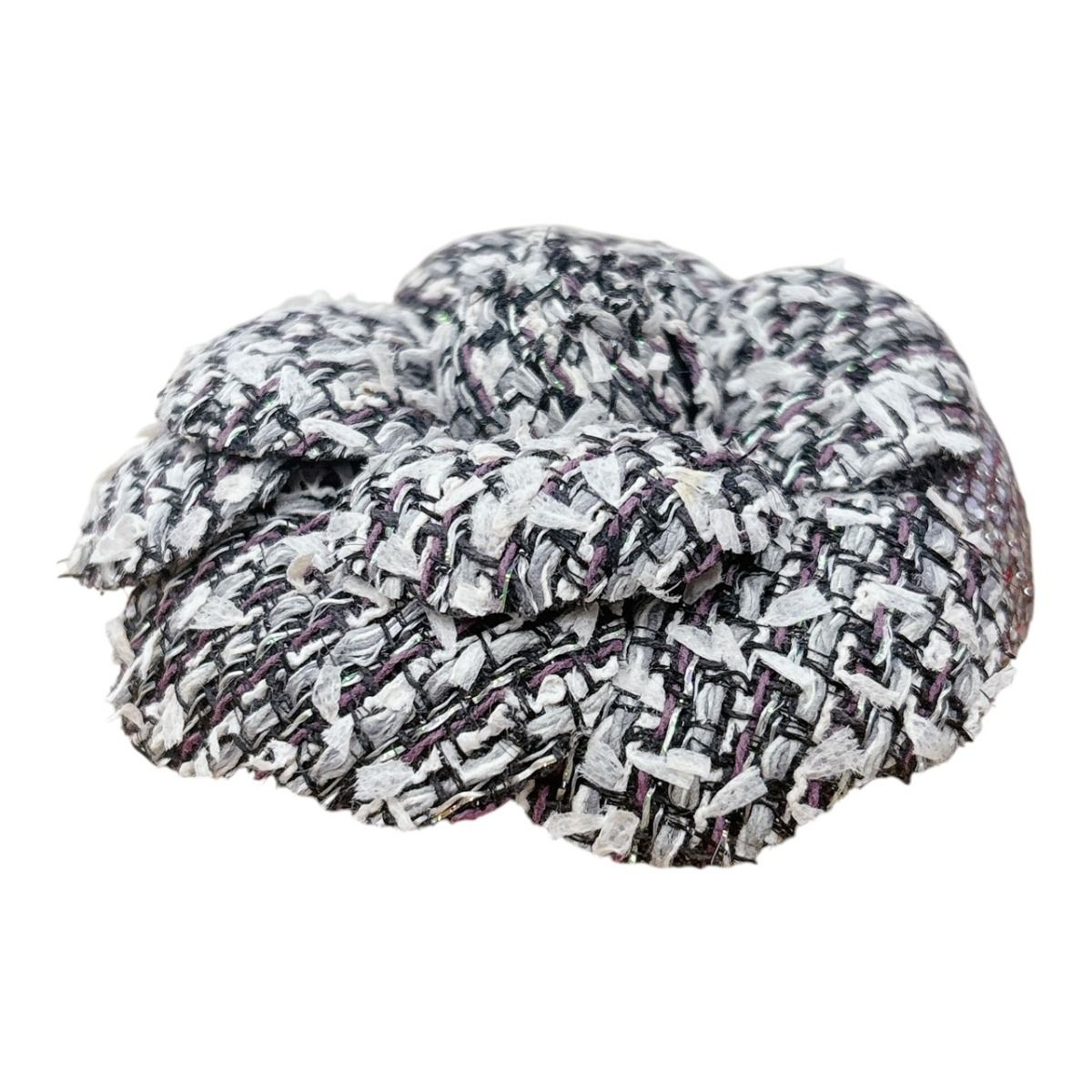 Chanel Tweed Corsage Camellia Brooch Black — view 3