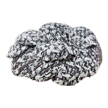 Chanel Tweed Corsage Camellia Brooch Black — view 3